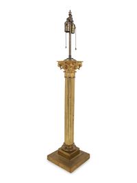 A Continental Gilt Bronze Oil Lamp Converted to Electricity