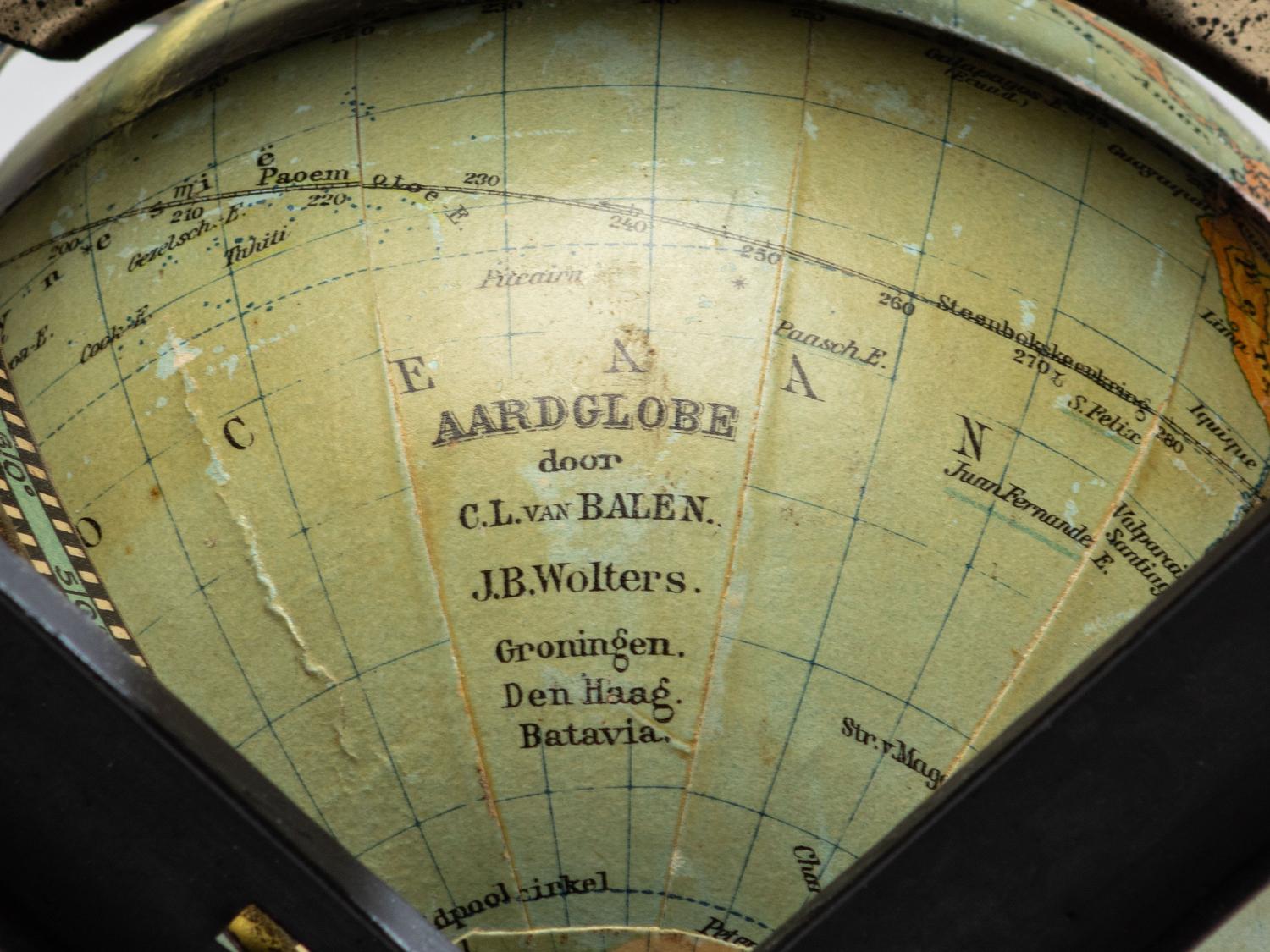 A Dutch Pressed Metal Lithographic Table Globe