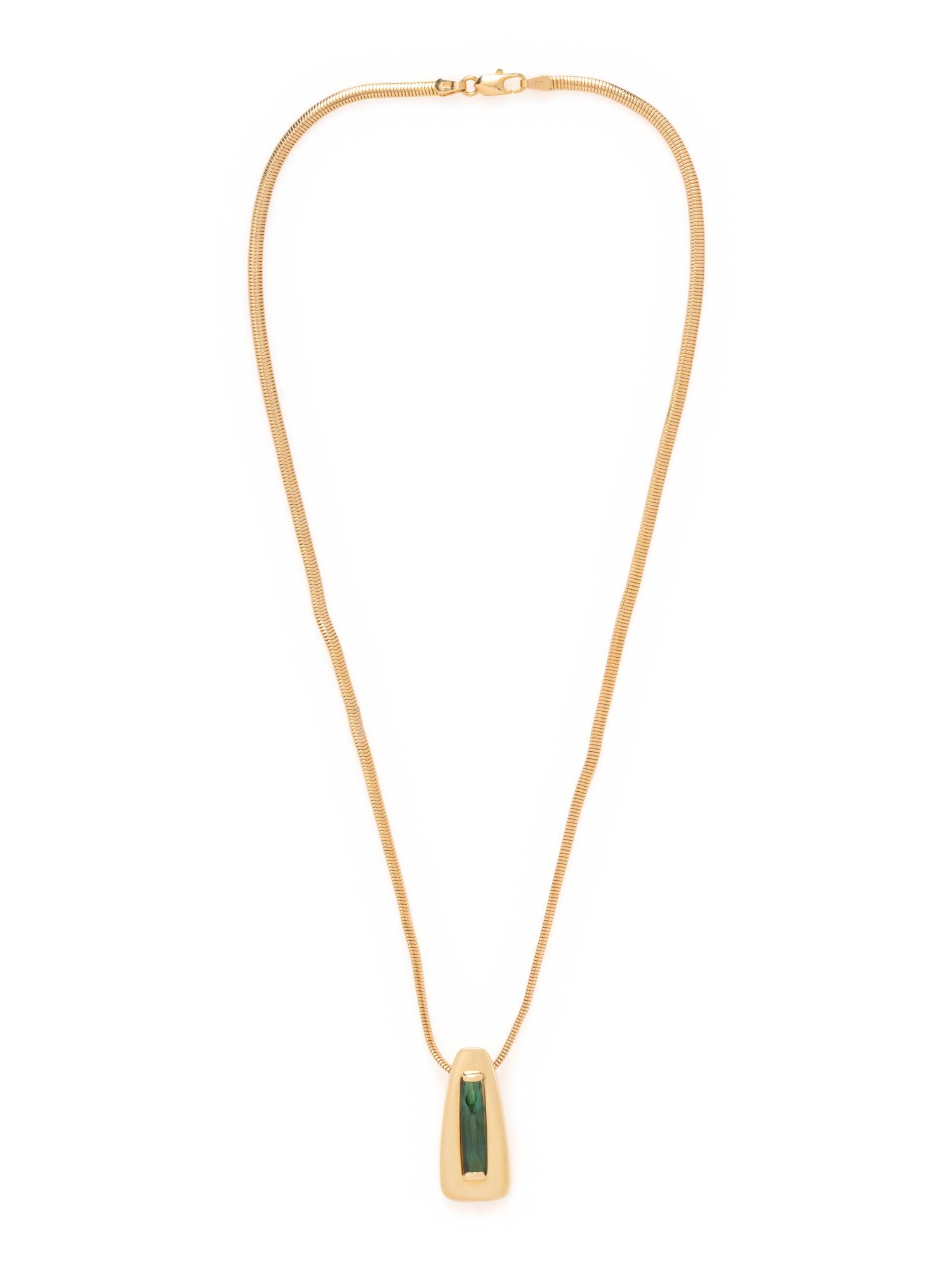 YELLOW GOLD AND GREEN TOURMALINE PENDANT/NECKLACE