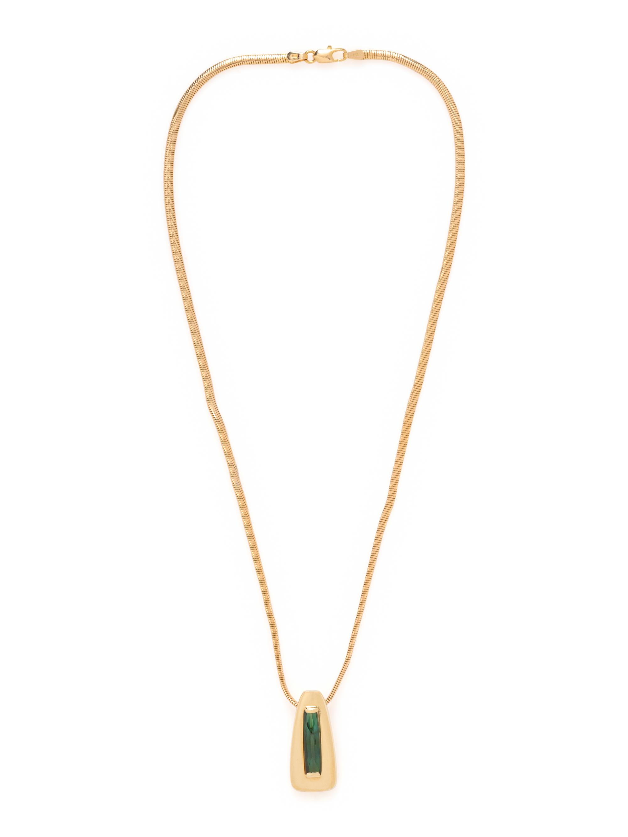 YELLOW GOLD AND GREEN TOURMALINE PENDANT/NECKLACE