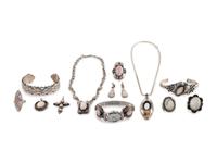 Assortment of Navajo and Zuni Silver and Shell Jewelry