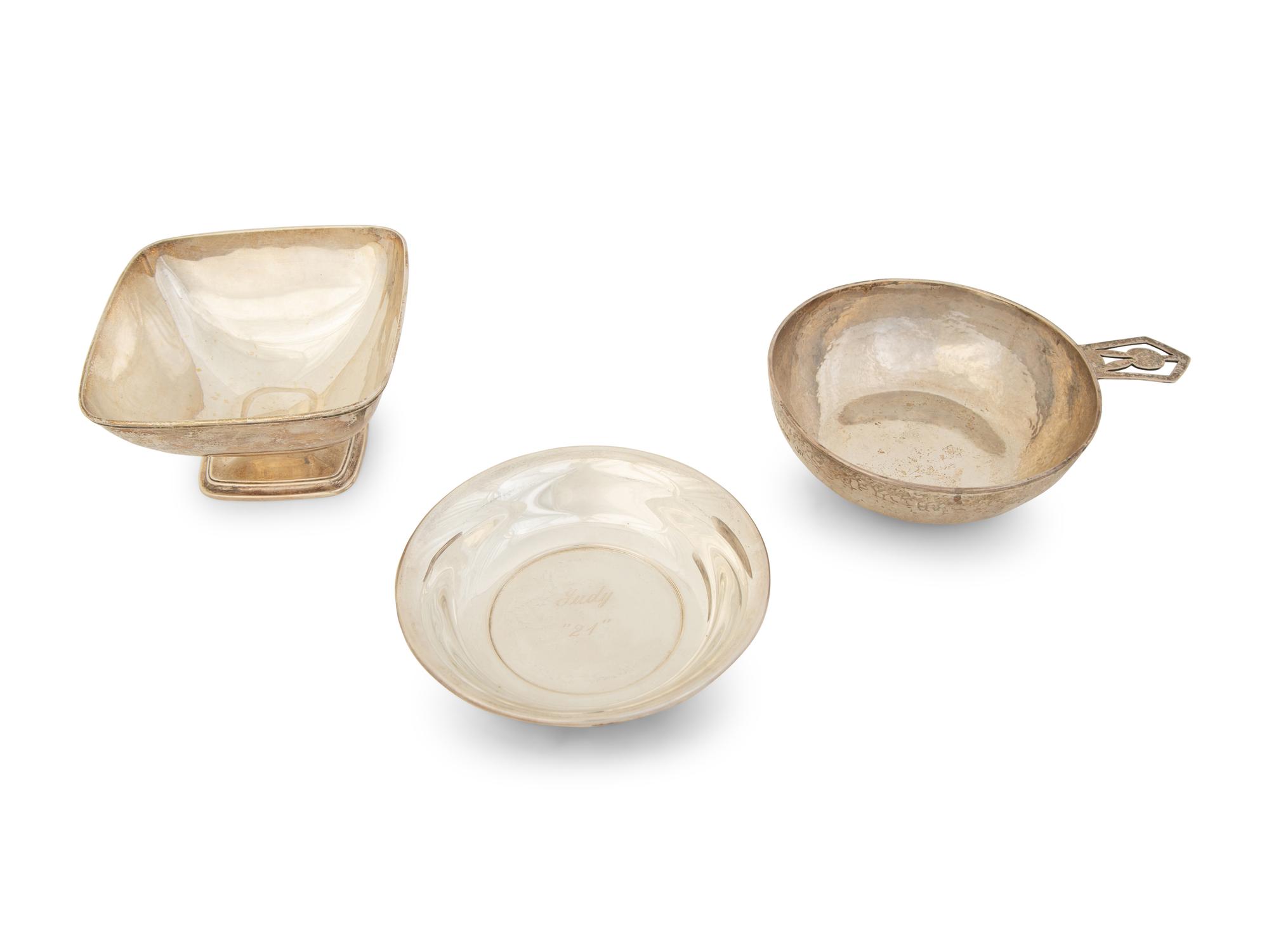 Three American Silver Nut Bowls — Various Makers, 20th Century