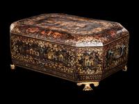 A Chinese Export Gilt Lacquered Sewing Case