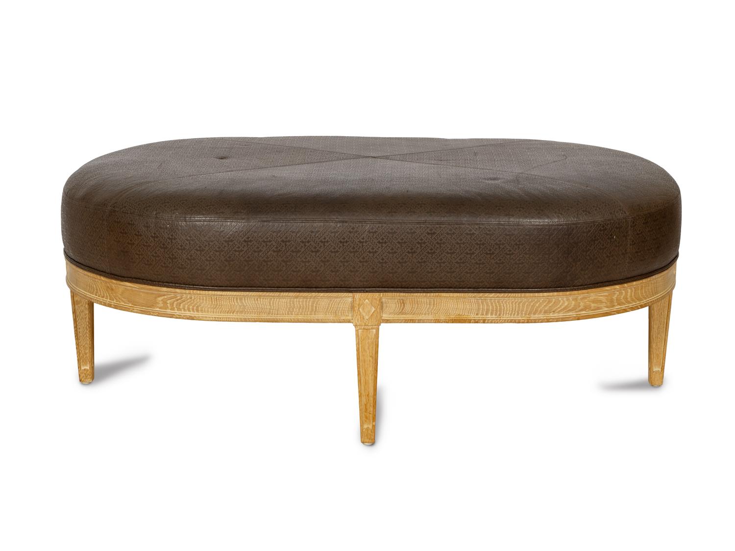 A John Hutton Cerused Oak Muse Ottoman