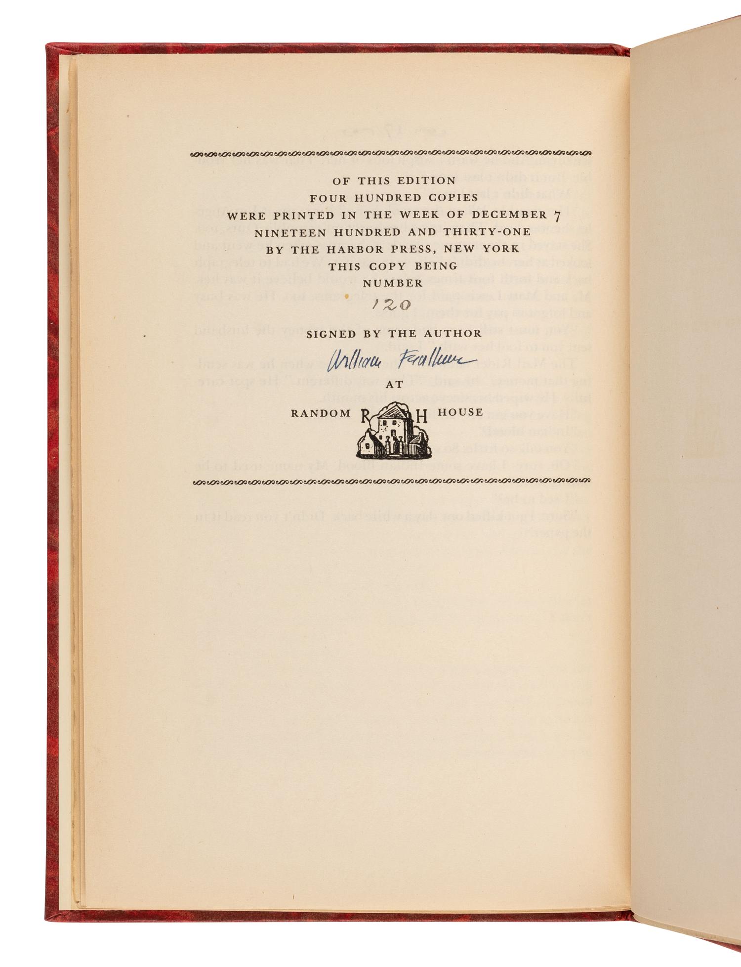FAULKNER, William (1897-1962). Idyll in the Desert . New York: Random House, 1931.
