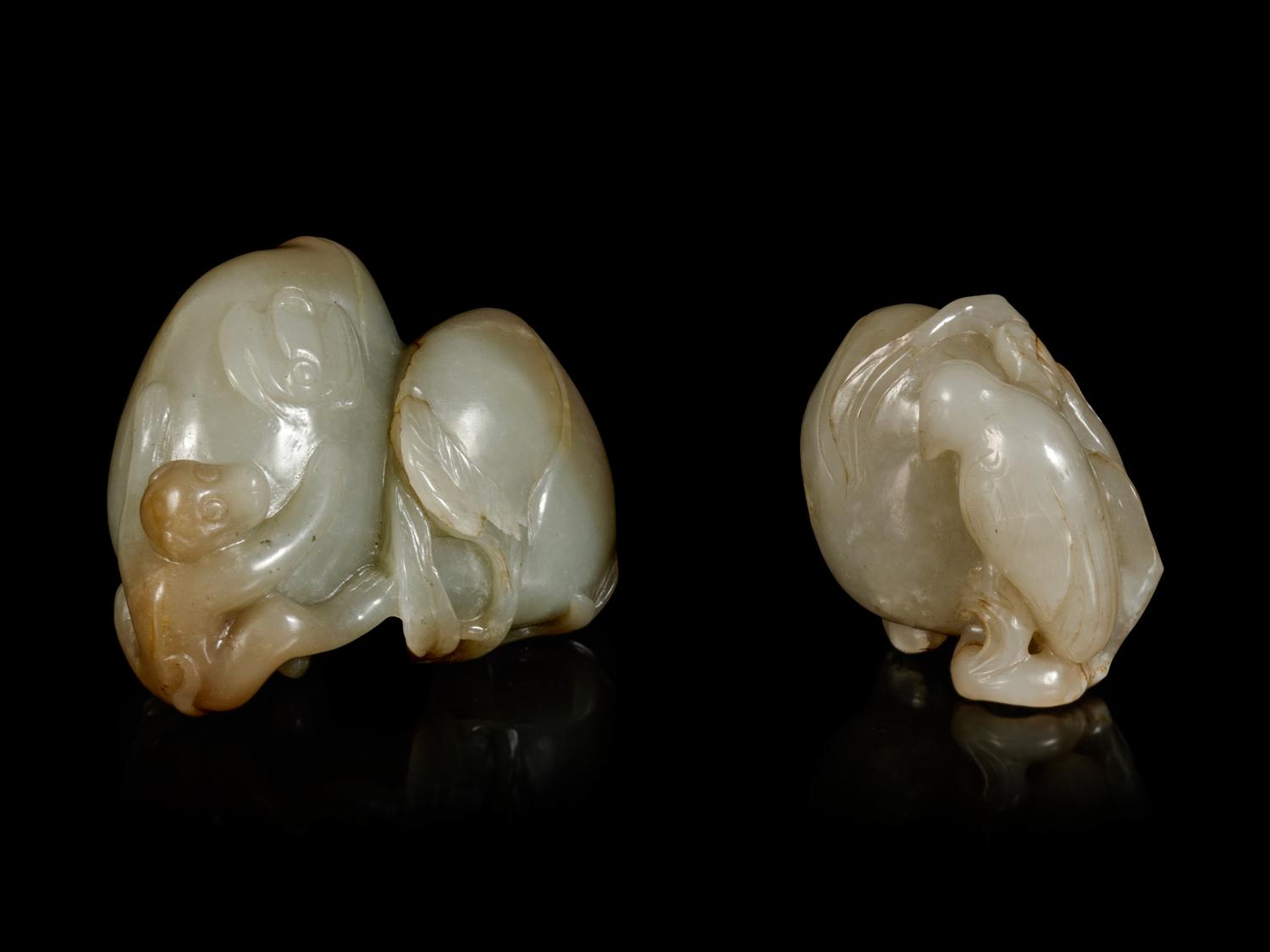 Two Chinese Jade Carvings of Fruits and Animals