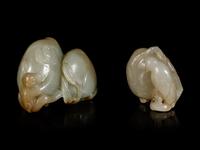 Two Chinese Jade Carvings of Fruits and Animals