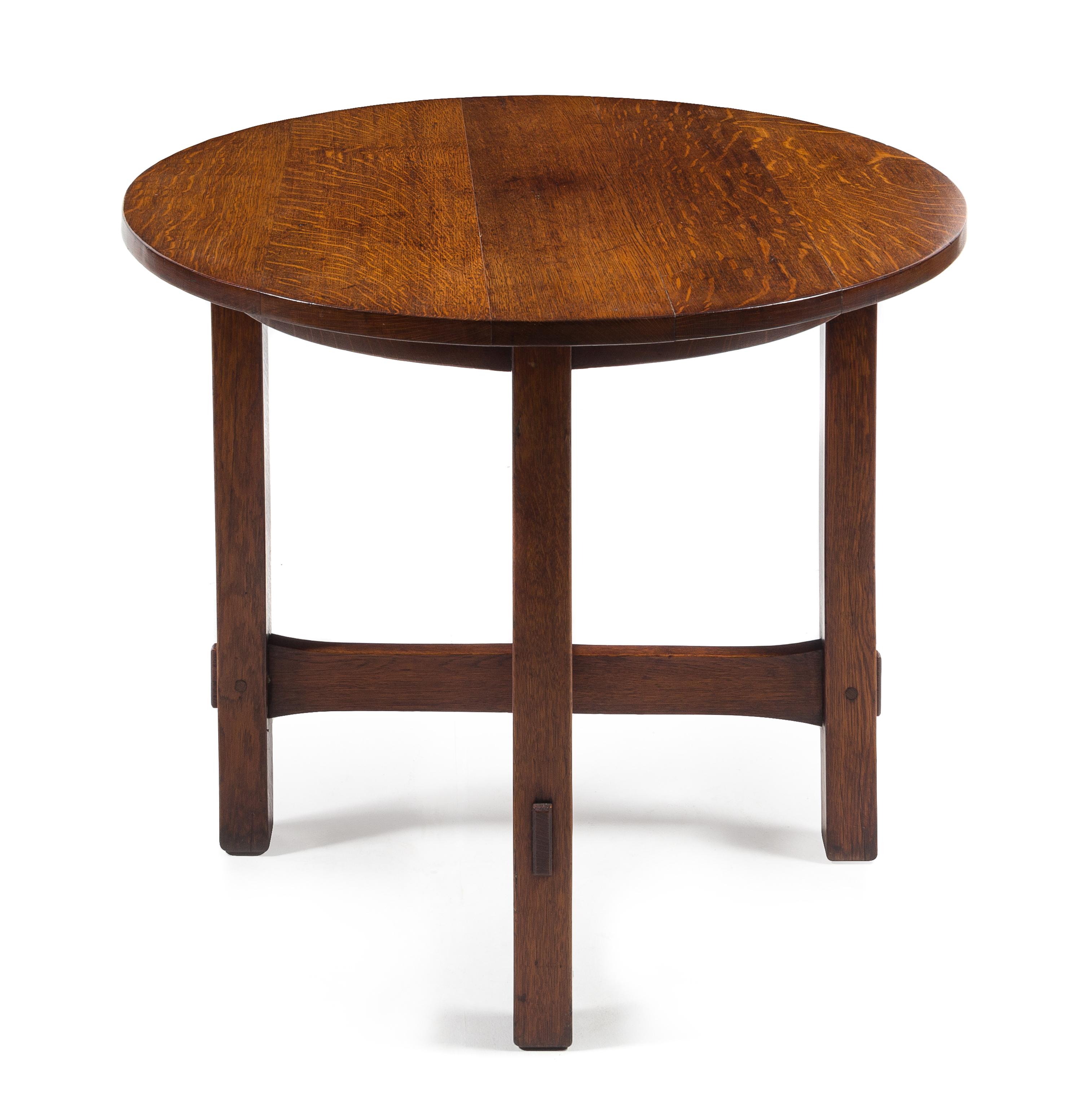 Gustav Stickley, (American, 1858-1942), a circular oak table, model no. 645