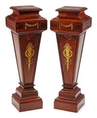 A Pair of Neoclassical Style Gilt-Bronze-Mounted Mahogany Pedestals