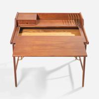 Svend Åge Madsen (Danish, 20th century) and Sigvard Bernadotte (Swedish, 1907-2002) Teak Writing Desk and Pivoting Armchair, K. Knudsen & Son and France & Daverkosen, Denmark, circa 1950s
