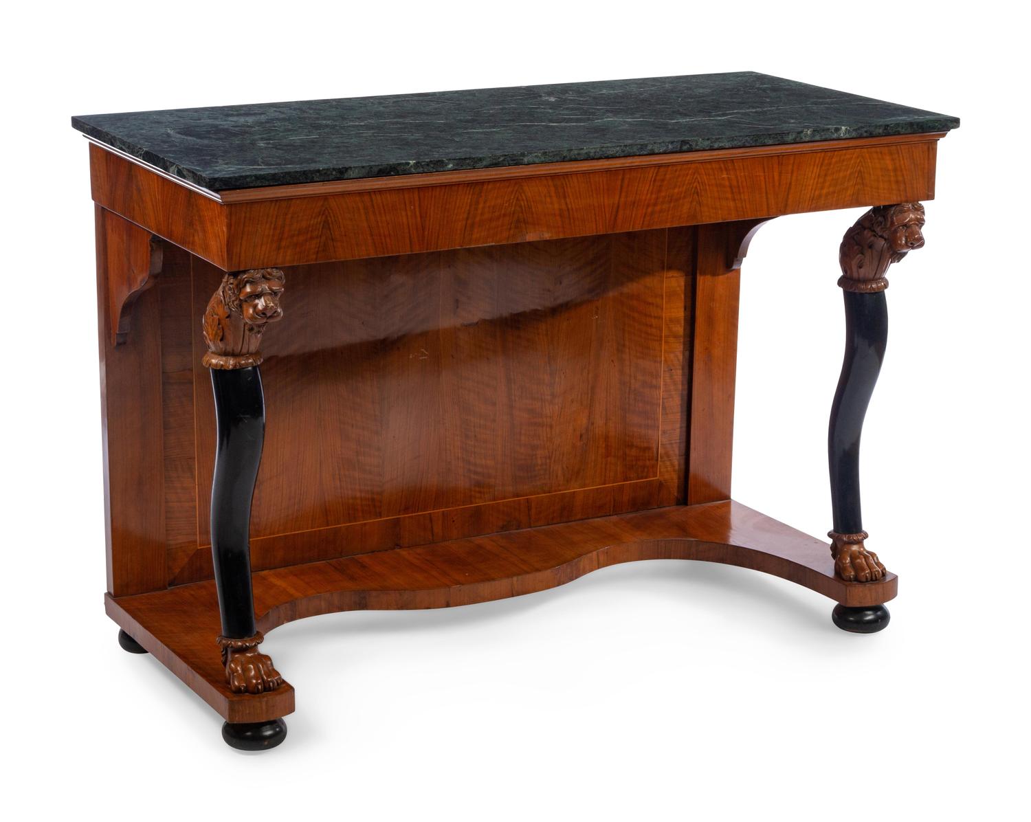 An Empire Style Parcel Ebonized Mahogany Console Table
