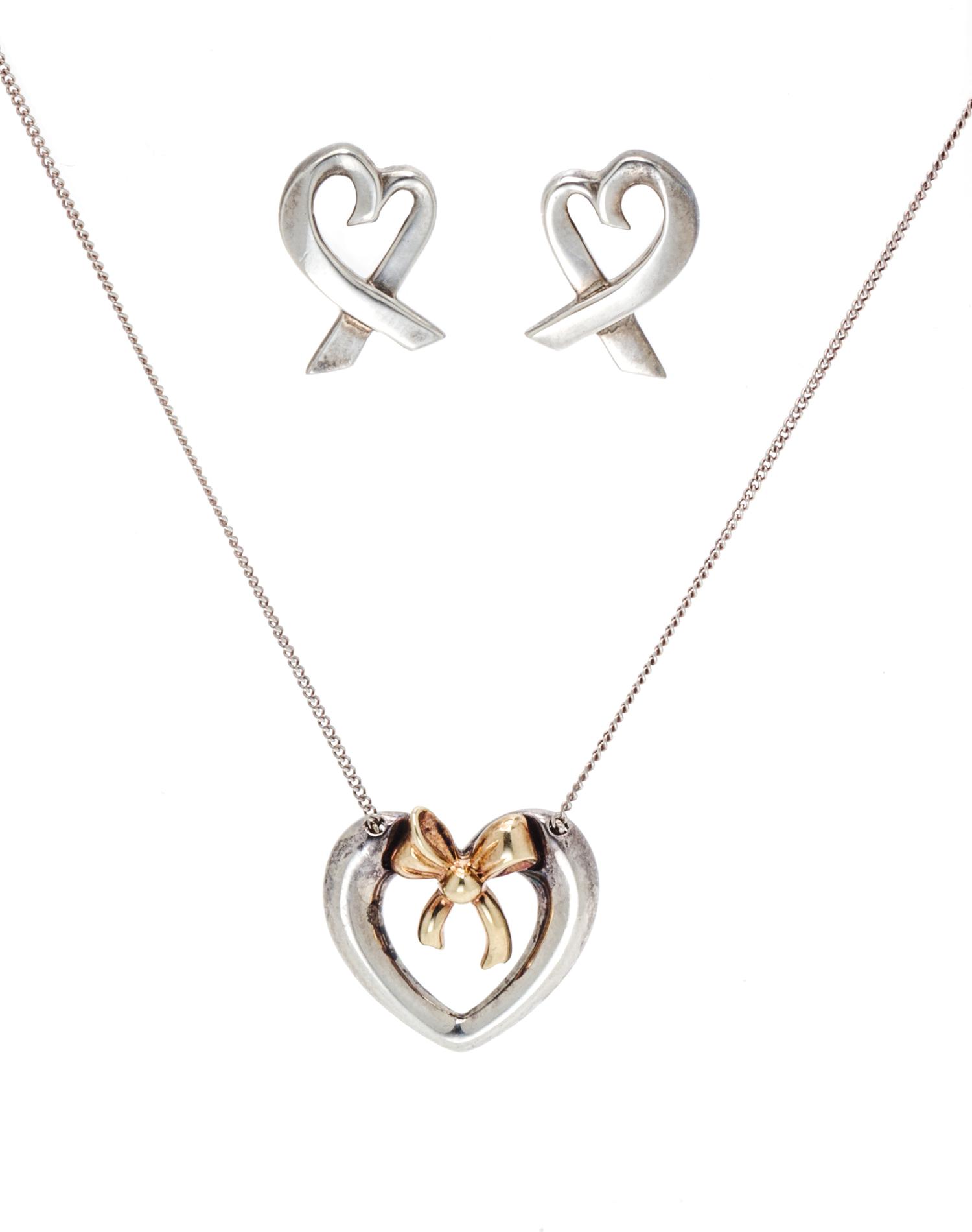A Collection of Sterling Silver Heart Motif Jewelry, Tiffany & Co., 4.30 dwts.