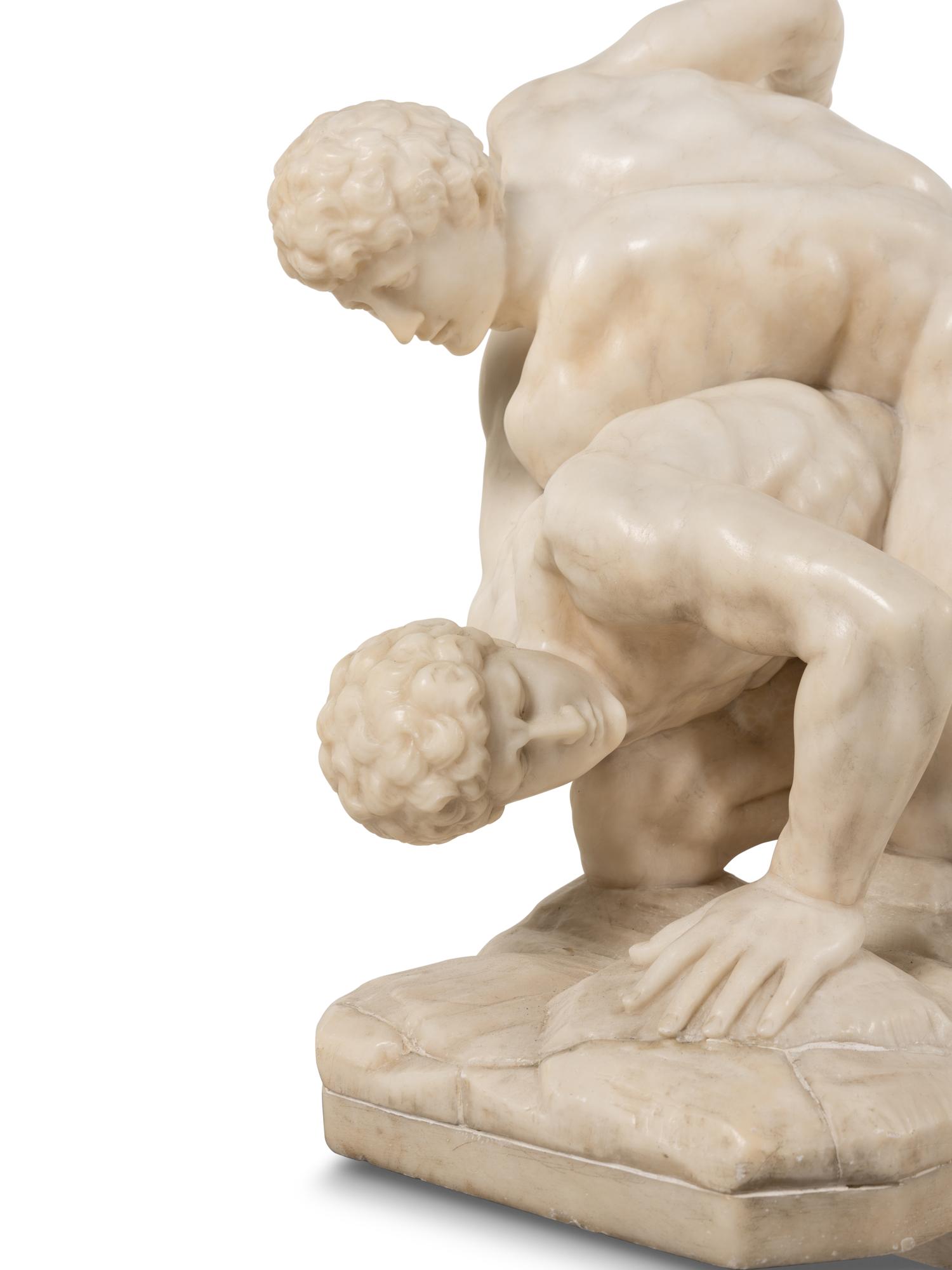 An Italian Carved Marble Figural Group of The Wrestlers