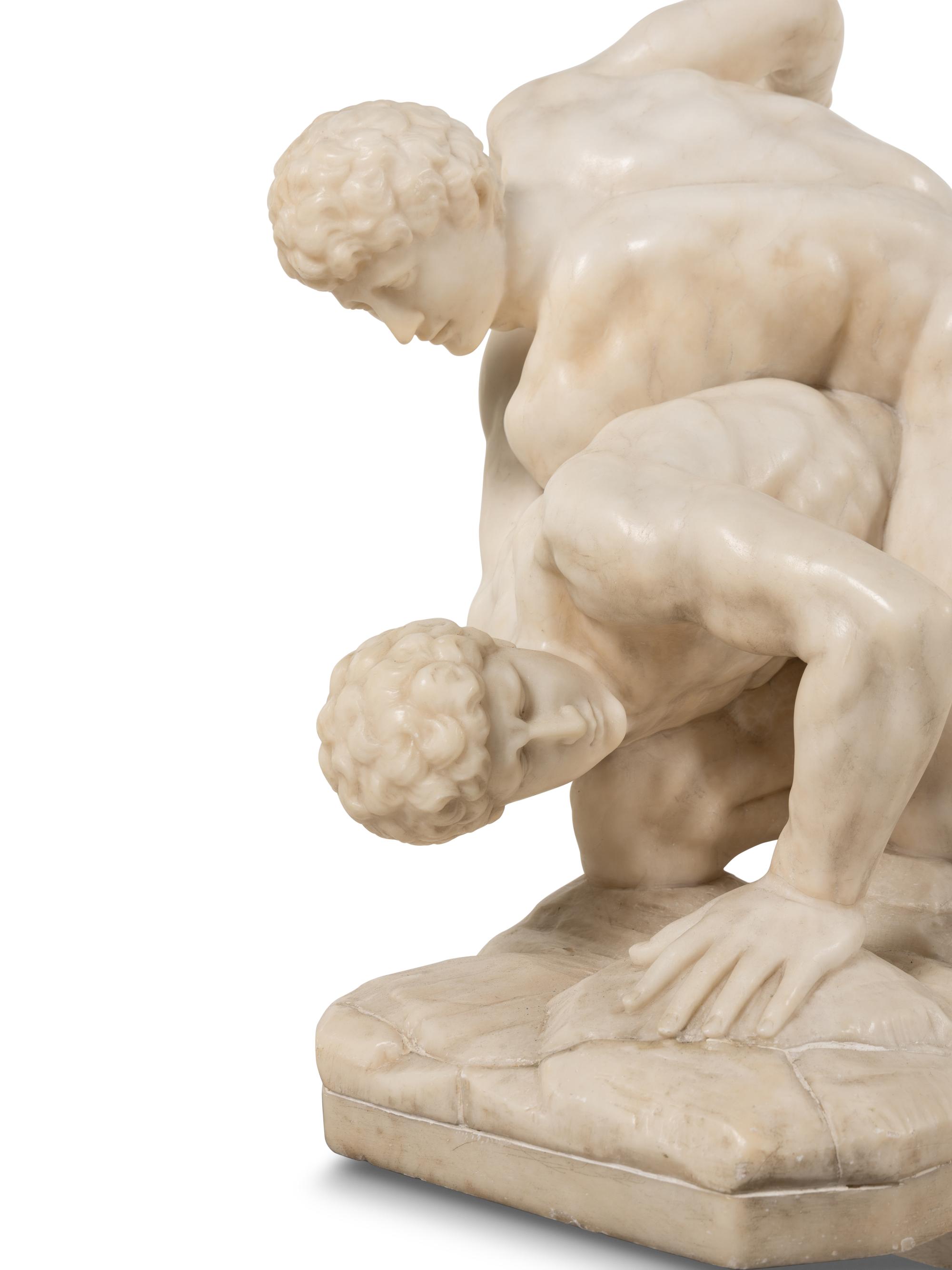 An Italian Carved Marble Figural Group of The Wrestlers