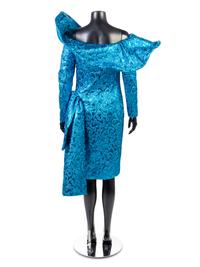 Yves Saint Laurent Haute Couture Blue Lame Evening Dress, 1989