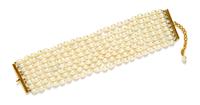 A Chanel Multistrand Baroque Faux Pearl Choker, 14" L x 3" W.