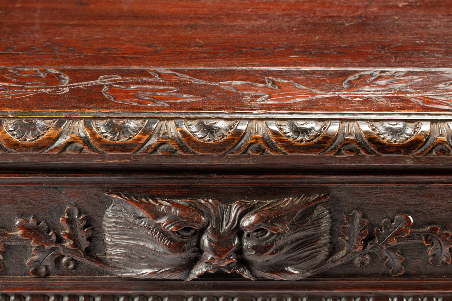 A French Renaissance Revival Carved Oak Library Table