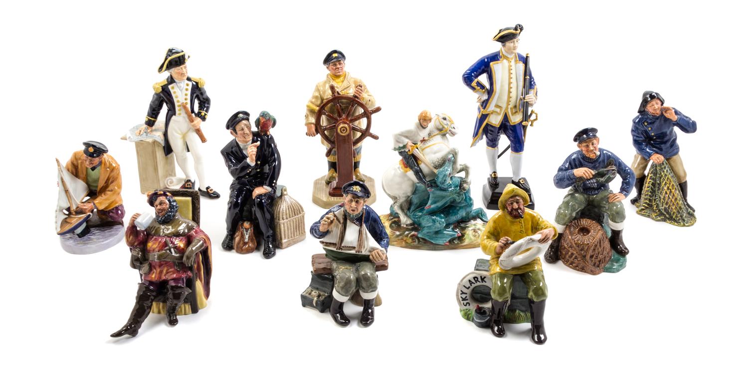 A Collection of Royal Doulton Porcelain Figures Height of tallest 11 1/2 inches. — 20TH CENTURY