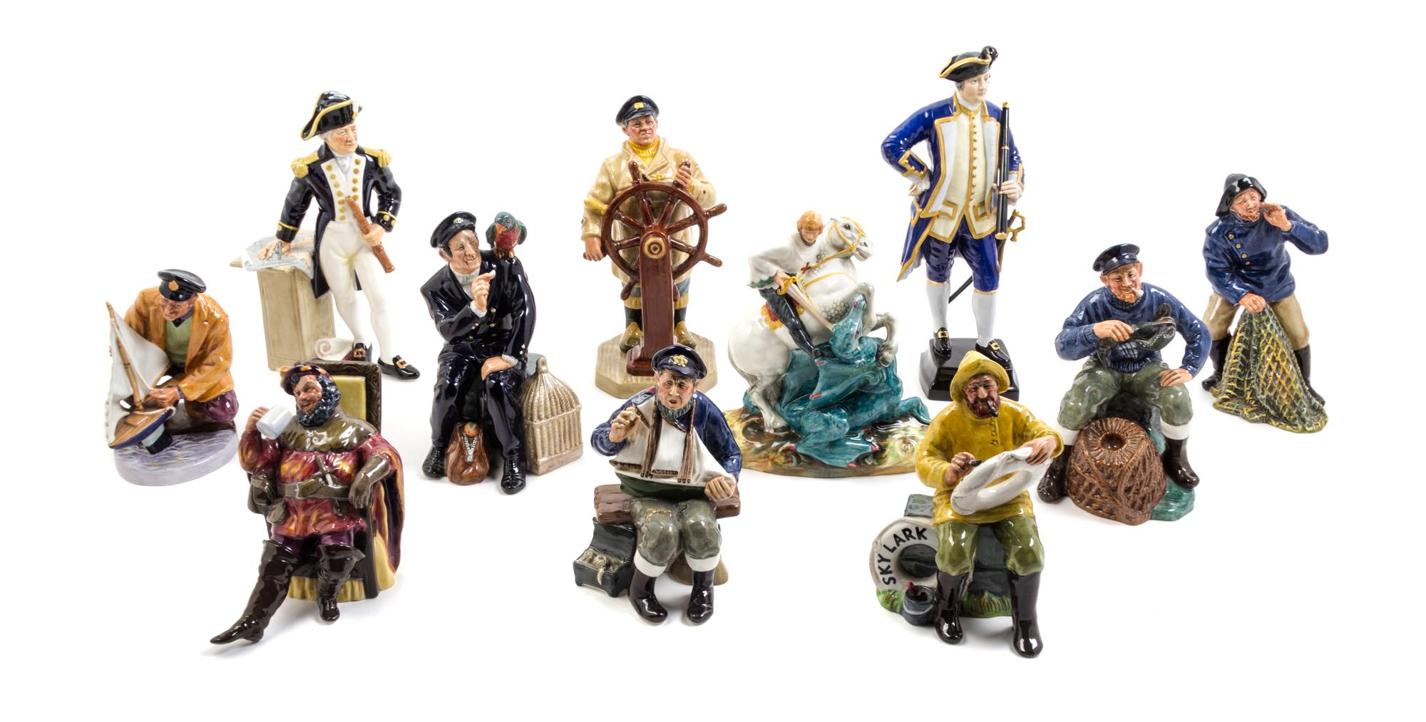 A Collection of Royal Doulton Porcelain Figures Height of tallest 11 1/2 inches. — 20TH CENTURY