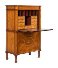 A George III Satinwood, Tulipwood and Amaranth Marquetry Fall-Front Secrétaire