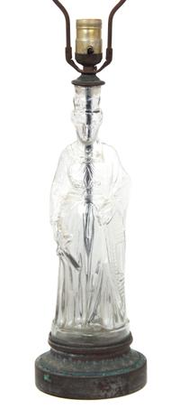 A Glass Lamp Height overall 18 1/2 inches.