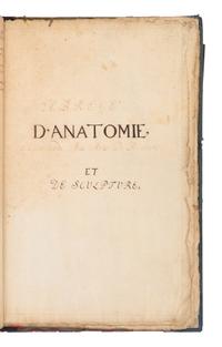 [SCIENCE & MEDICINE -MANUSCRIPT]. [After TORTEBAT, Francois (c 1616-1690), illustrator. -- PILES, Roger de (1635-1709)]. "Abrege d'Anatomie Accommode aux Arts de Peinture et de Sculpture. " [France, ca 17th- early 18th century].