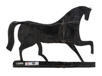A Primitive Cut and Black Painted Sheet-Iron Horse Weathervane