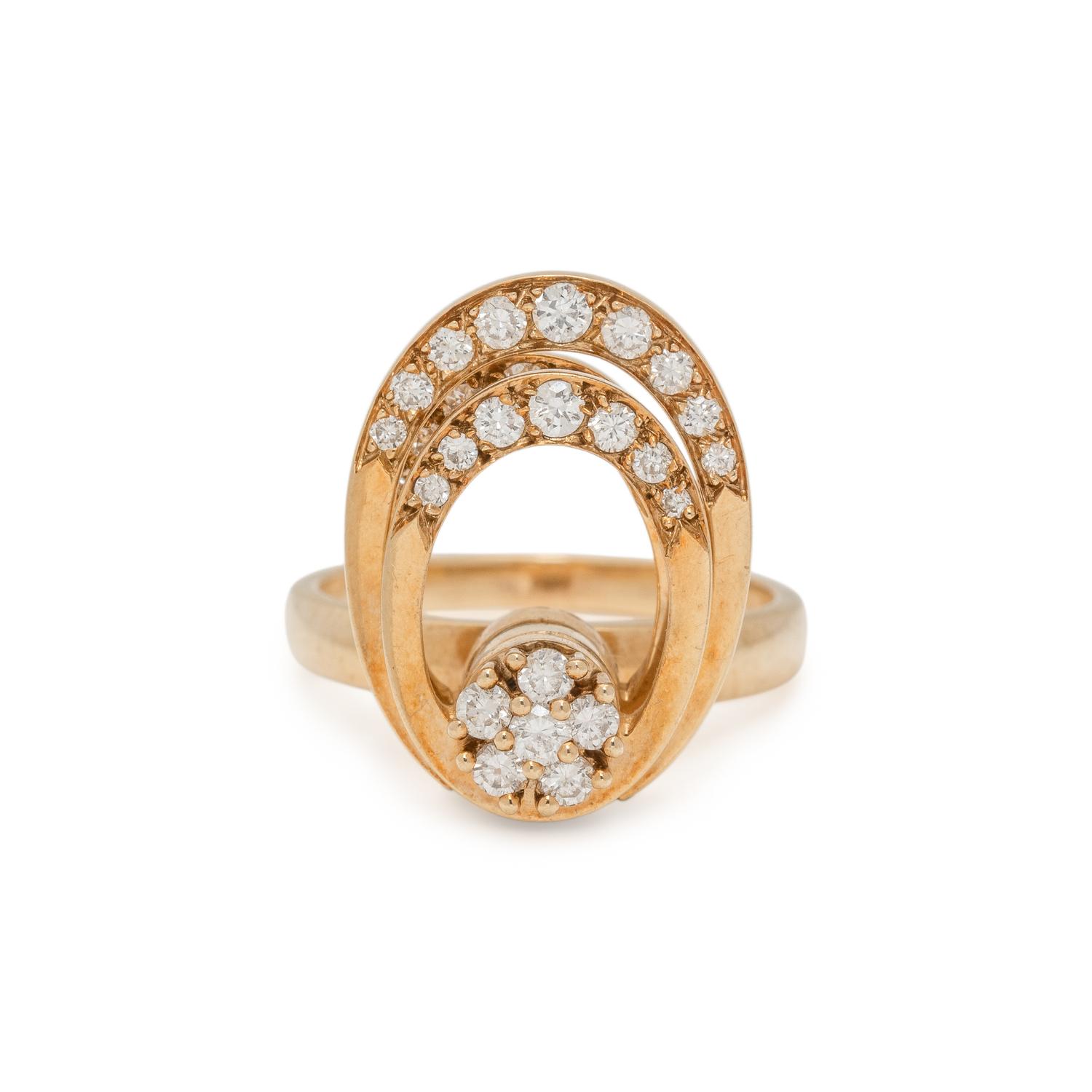 N. TEUFEL, YELLOW GOLD AND DIAMOND KINETIC RING