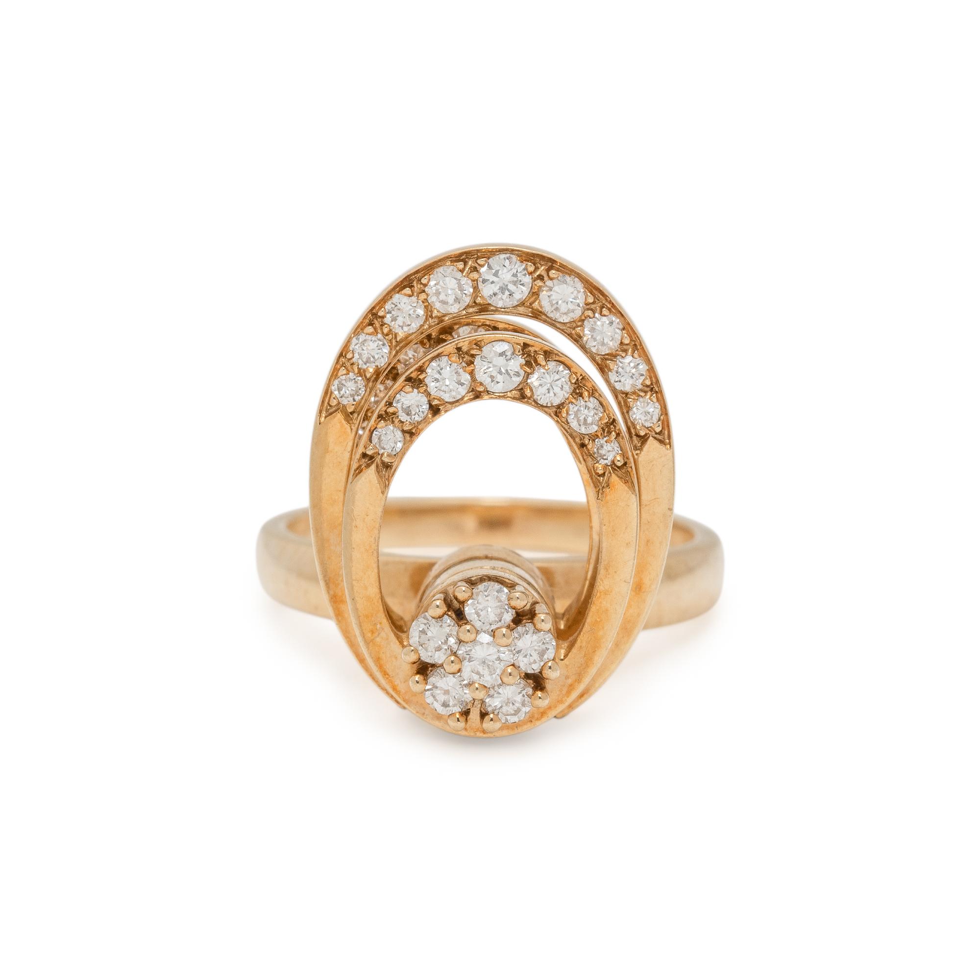 N. TEUFEL, YELLOW GOLD AND DIAMOND KINETIC RING