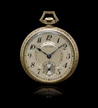 A 14 Karat Yellow Gold Open Face Pocket Watch, Howard,