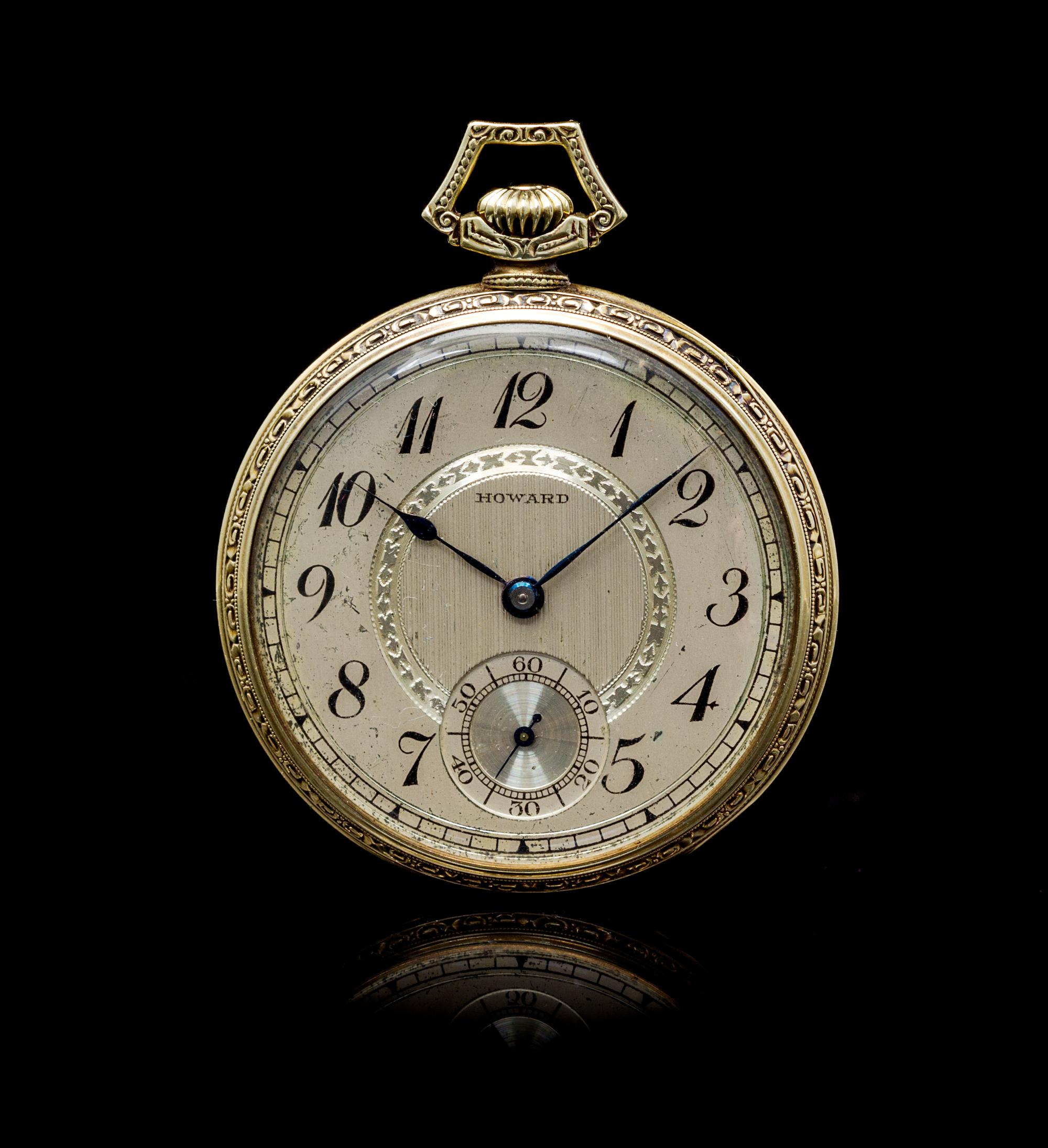 A 14 Karat Yellow Gold Open Face Pocket Watch, Howard,
