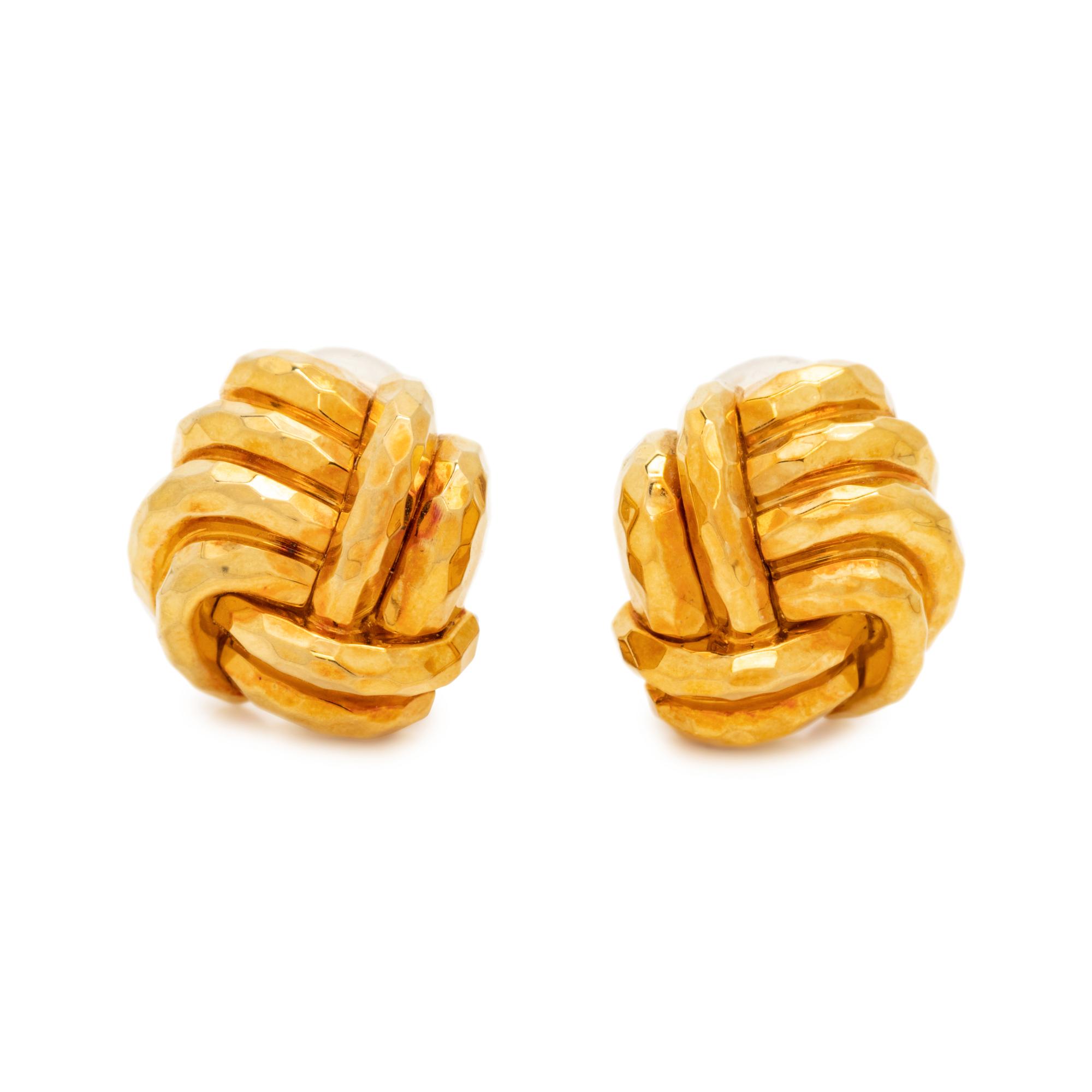 HENRY DUNAY, YELLOW GOLD EARCLIPS