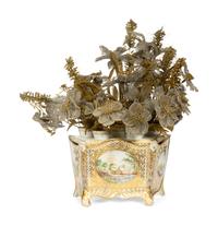 An English Hand-Painted and Parcel-Gilt Porcelain Bough Pot