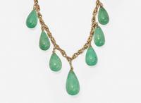 A Matching Set of 14K Yellow Gold and Emerald Jewelry