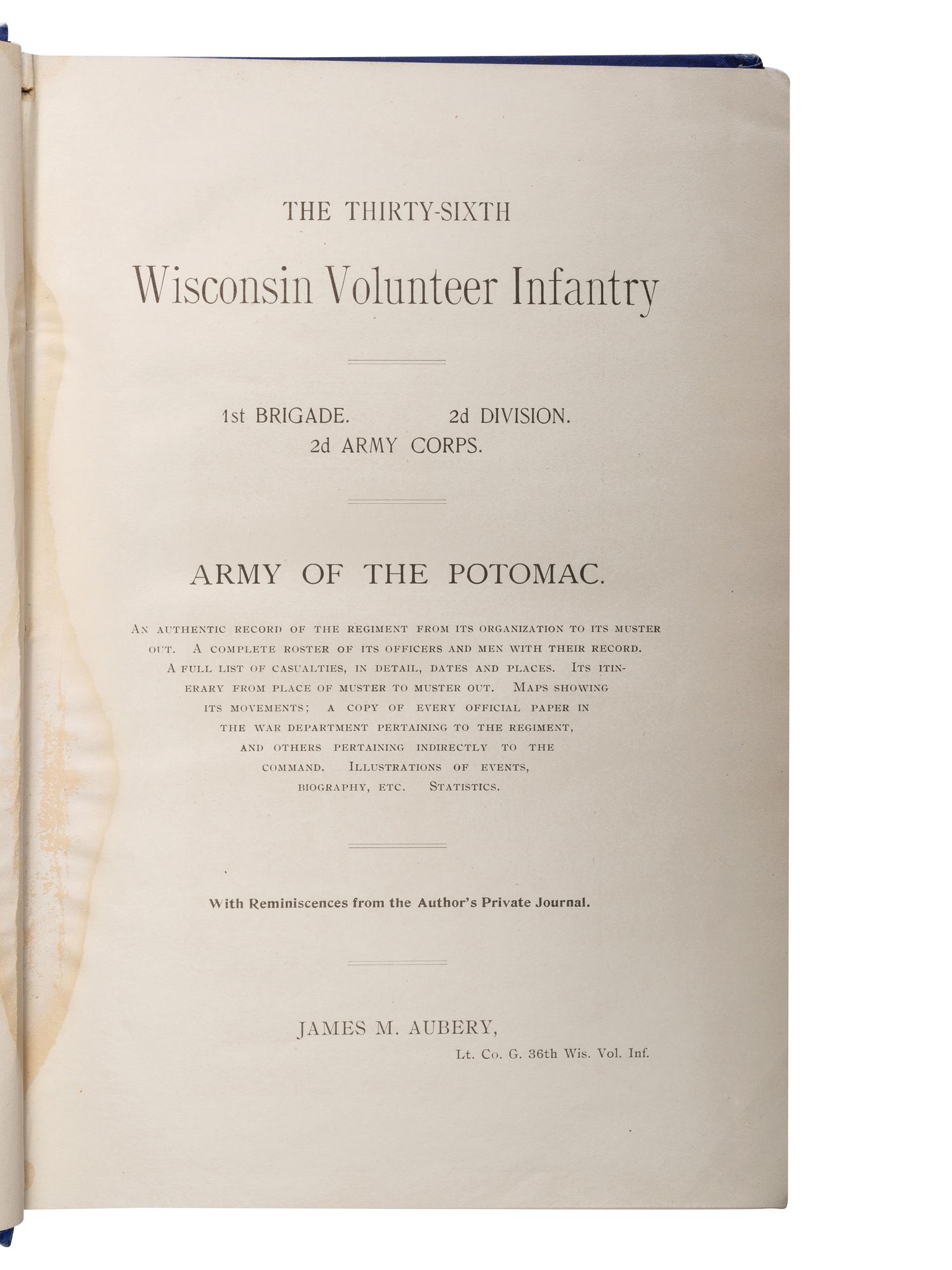 [CIVIL WAR - WISCONSIN]. A group of Wisconsin regimental histories, comprising: