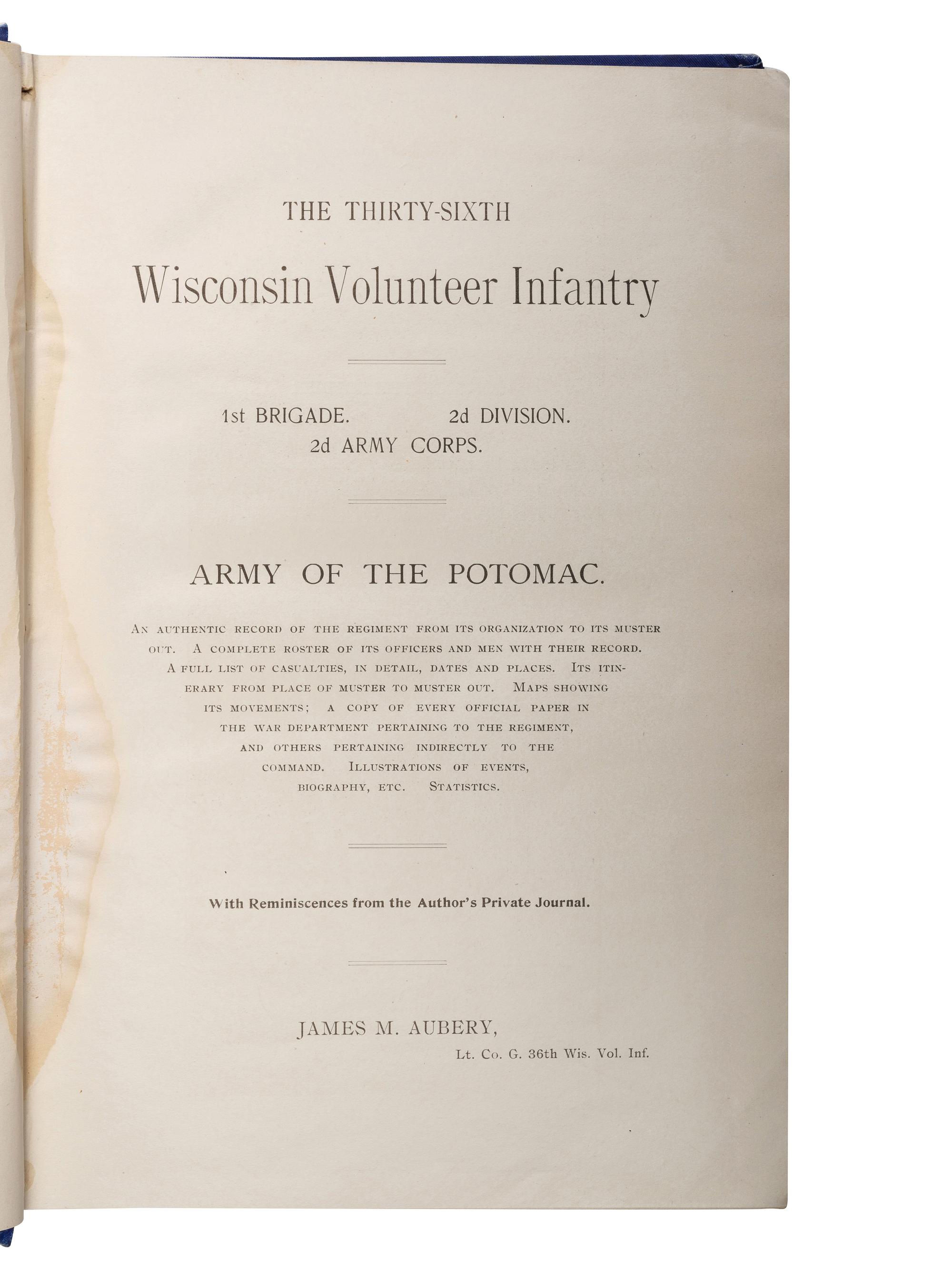 [CIVIL WAR - WISCONSIN]. A group of Wisconsin regimental histories, comprising: