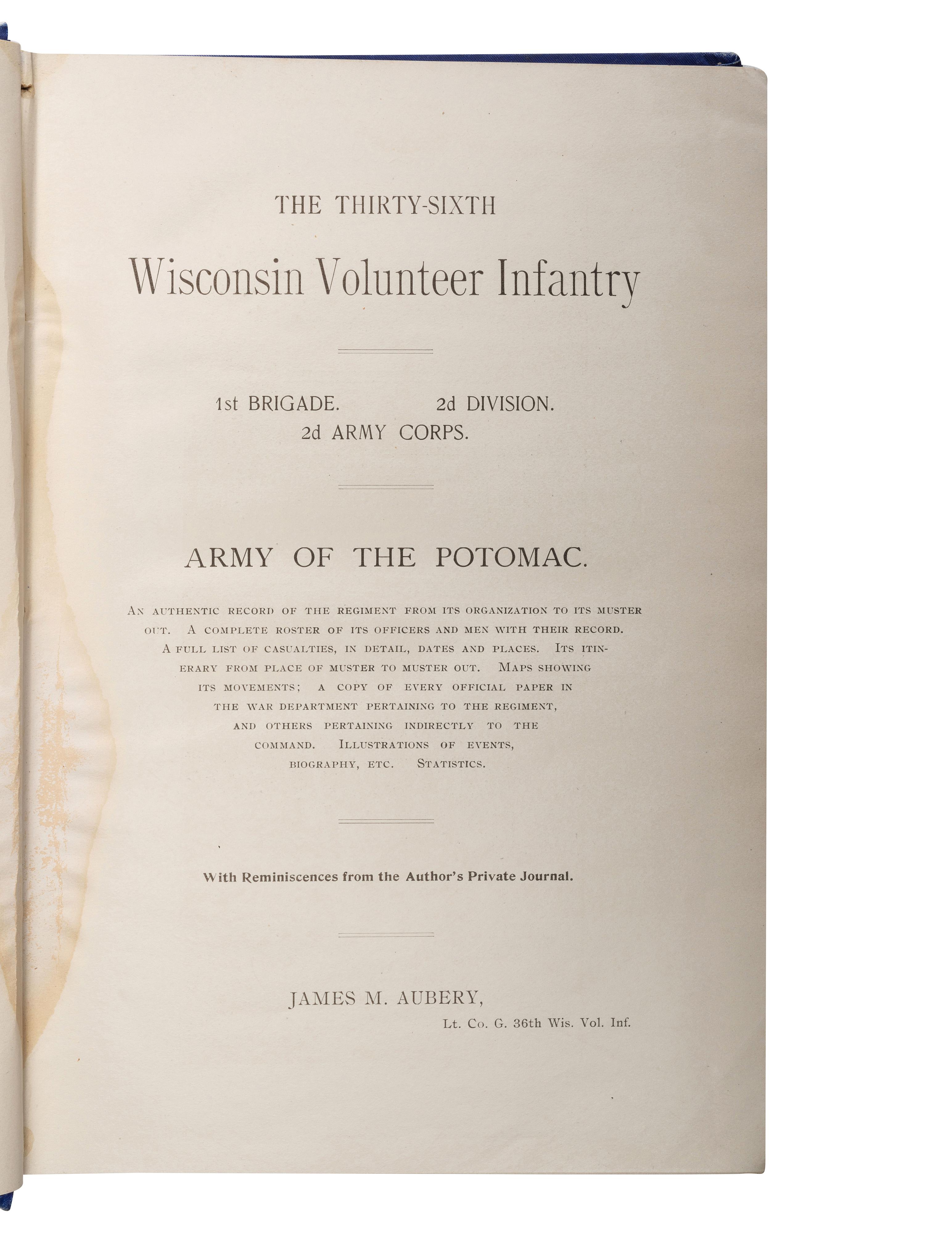 [CIVIL WAR - WISCONSIN]. A group of Wisconsin regimental histories, comprising: