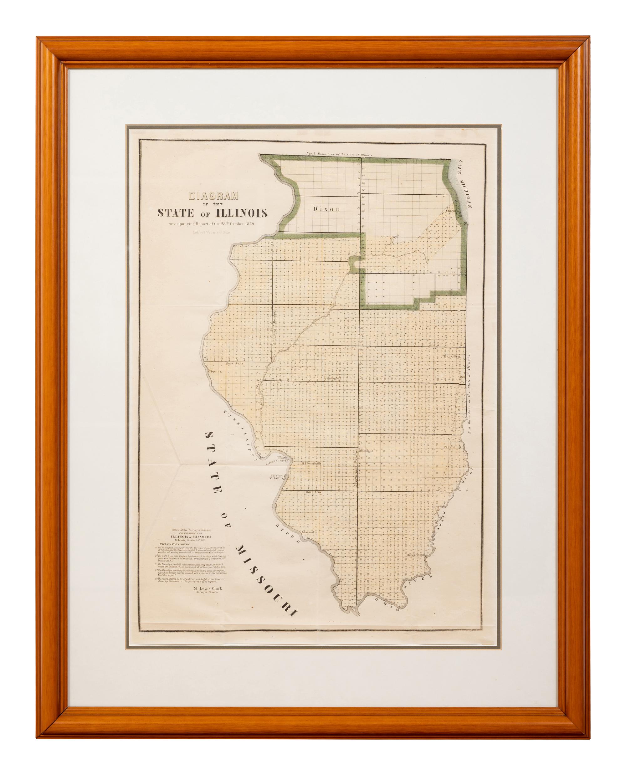 Five Framed Maps Pertaining to Illinois and the Surrounding States