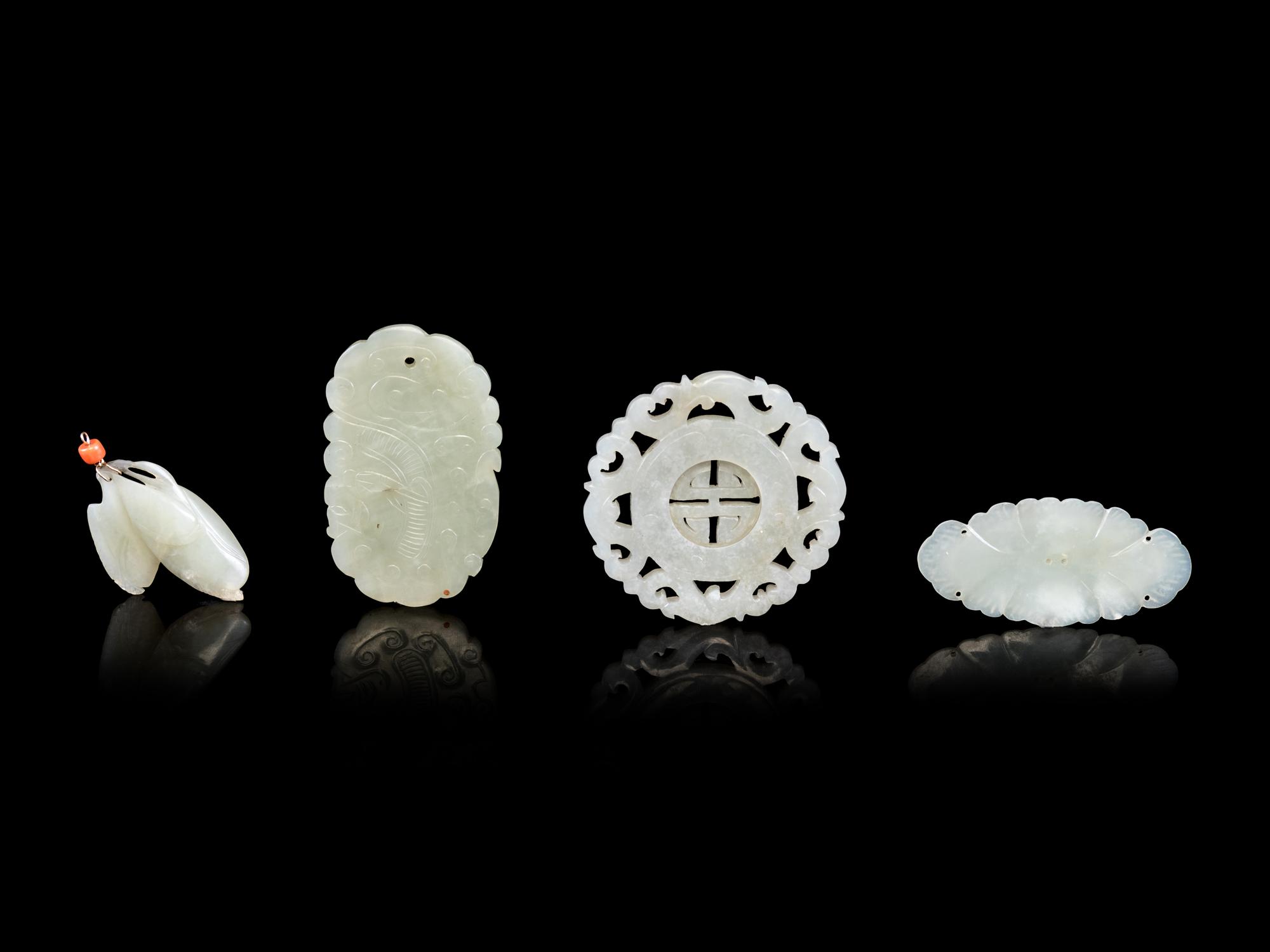 Four Pale Celadon Jade Articles