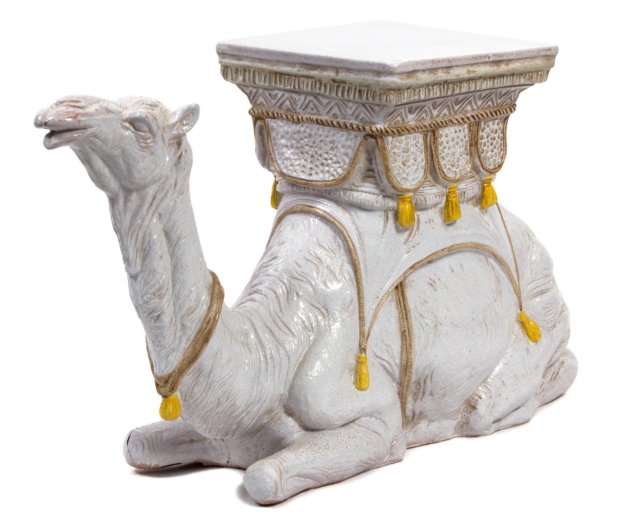 An Italian Glazed Ceramic Garden Table Height 18 1/4 x length 30 1/2 inches. — 20TH CENTURY