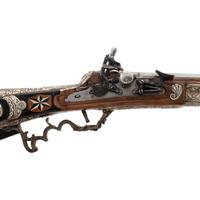 Contemporary Snaphance Rifle with Heavily Decorated Inlays by John B. Derrick (American, b.1936)