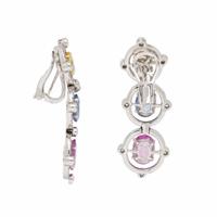 Multi Colored Sapphire, Diamond, and White Gold Earrings