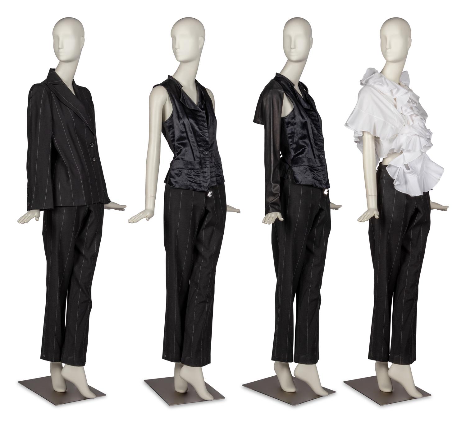 Ann Demeulemeester Bolero, Vest, Jacket, and Pant with Junya Watanabe for Comme des Garçons Blouse
