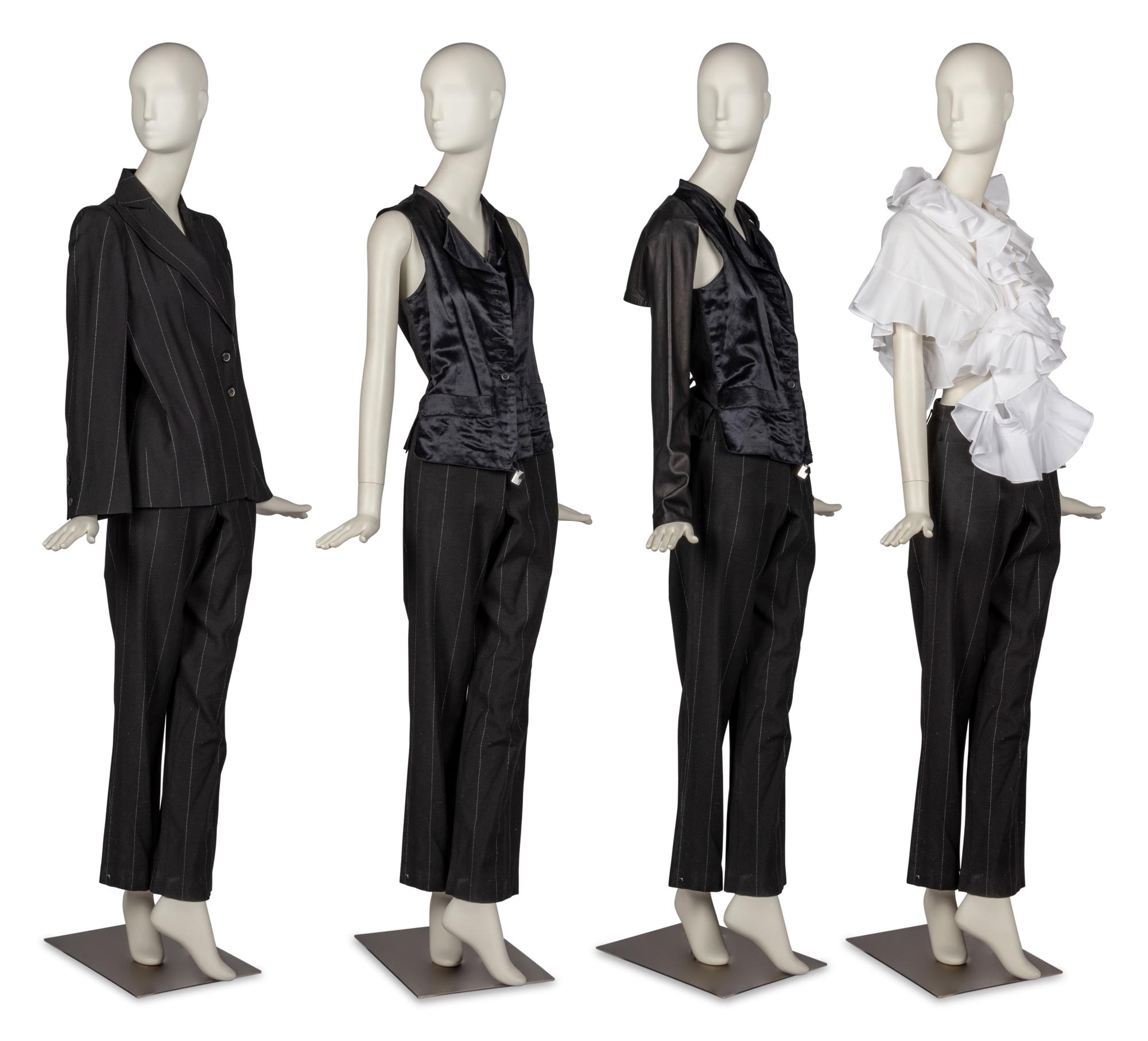 Ann Demeulemeester Bolero, Vest, Jacket, and Pant with Junya Watanabe for Comme des Garçons Blouse