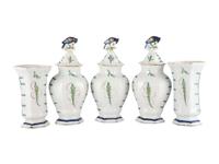 A Dutch Glazed Earthenware Five-Piece Garniture