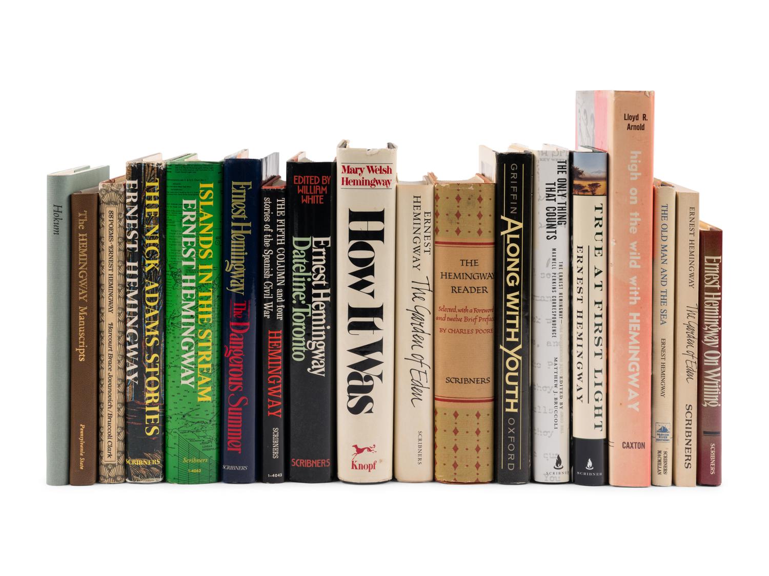 HEMINGWAY, Ernest (1899-1961). A group of 18 FIRST EDITIONS by or about Hemingway, including: