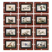 A Set of Twelve Chinese Export Watercolor and Pith Paintings