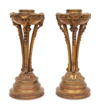 A Pair of Regency Style Carved Giltwood Torchere Lamp Bases