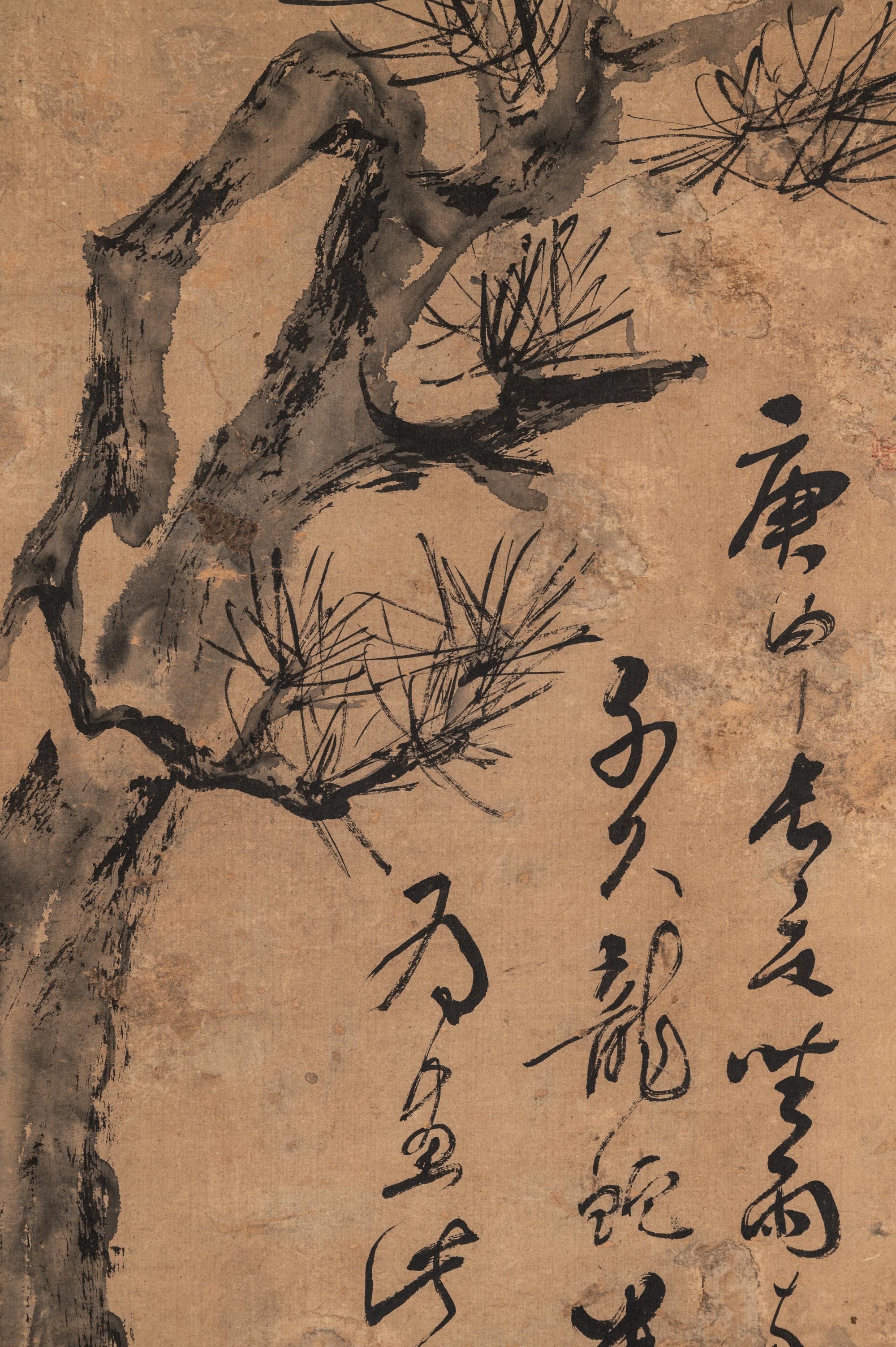 Two Chinese Hanging Scrolls Depicting Pines and Bamboos