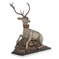 A Large Continental Carved and Polychrome Decorated Model of a Stag